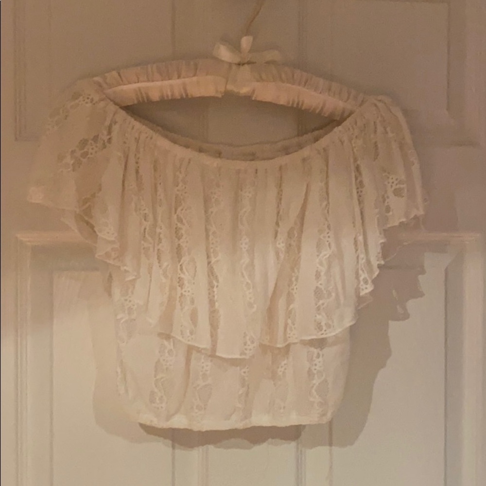 Off the shoulder lace crop top